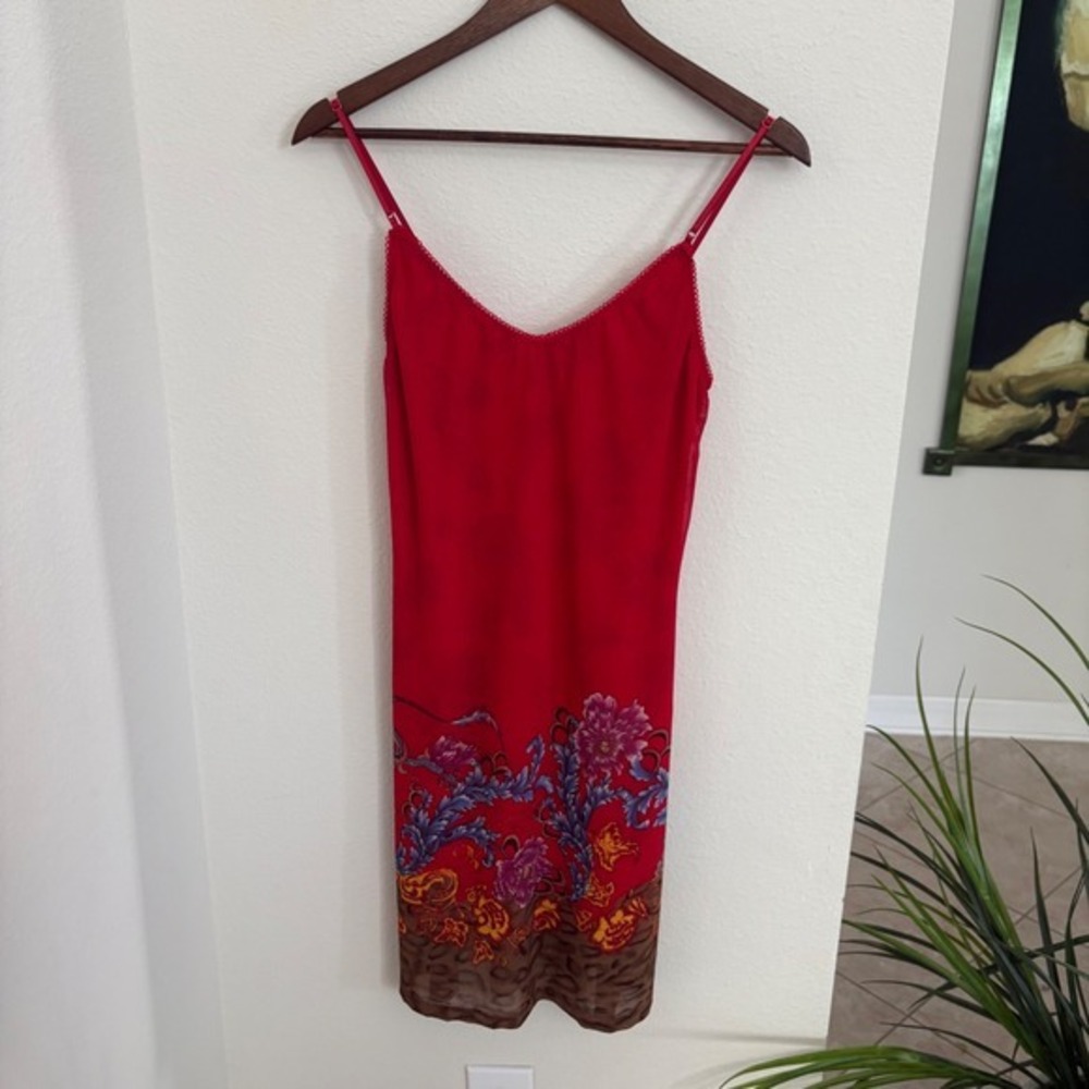 Y2K Frederick's of Hollywood Red Floral Print Dress Mini Size 10
